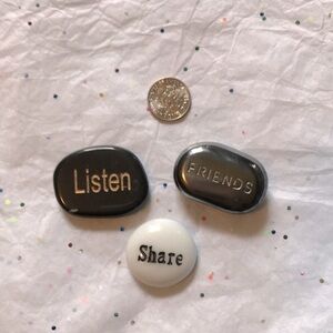 Glass Worry Stones-Listen/Share/Friends